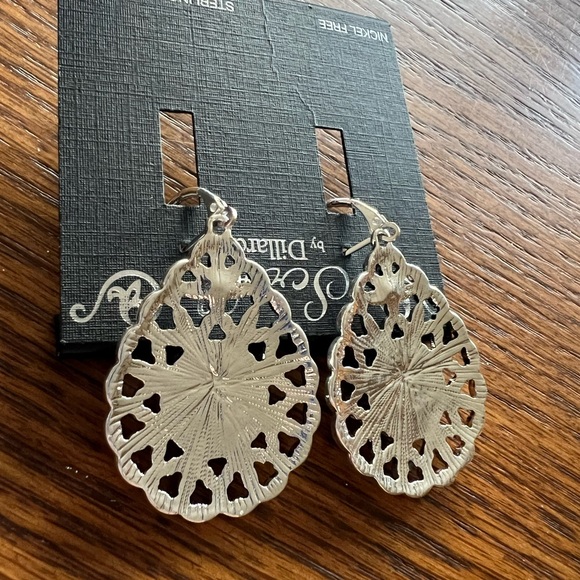 Sterling Silver Post and Nickel Free Dangle Earrings Scroll by Dillards 🩶 NEW 💚 - Picture 2 of 7
